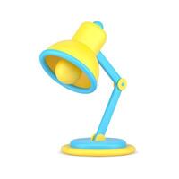 mesa lámpara con ligero bulbo 3d icono. volumétrico equipo en azul pierna. vector