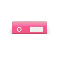Pink folder binder 3d icon. Reclining volumetric archives with business information vector