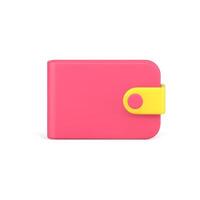Red trendy wallet 3d icon. Means for storing and carrying banknotes with clasp vector