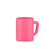 Pink ceramic cup 3d icon. Realistic cup for coffee and tea vector