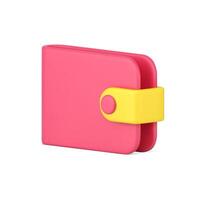 Pink wallet 3d icon. Shopping purse for storing and carrying banknotes vector