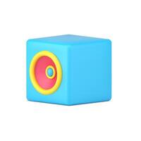 Acoustic audio speaker 3d icon. Professional blue speaker with powerful sound vector