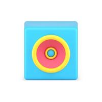 Portable audio speaker 3d icon. Minimalist blue speaker with powerful sound vector