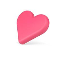 Pink romantic heart symbol 3d icon. Volumetric sign of love and happiness vector