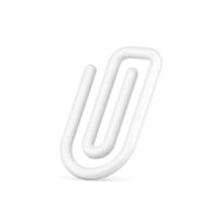 White office paper clip 3d icon. Equipment for fasteners reminder and documents vector