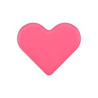 Pink heart symbol 3d icon. Volumetric sign of love and happiness vector