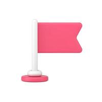 Pink flag 3d icon. Emblem of victory and national pride vector
