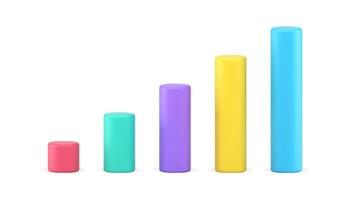 Bar graphs chart 3d icon. Multicolored vertical bars representating data vector