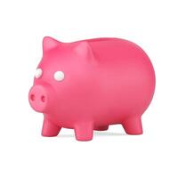 Pink piggy bank 3d icon. Creative safe for cash and savings vector