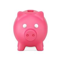 Piggy bank front view 3d icon. Minimalistic safe for cash and savings vector