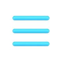 Blue hamburger menu 3d icon for website ui vector