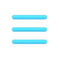 Blue hamburger menu 3d icon for website ui vector