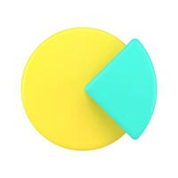 Yellow pie chart with turquoise segment 3d icon vector
