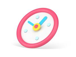 Minimalistic round clock 3d icon. Red wall timer with blue arrows vector