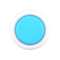 Blue button 3d icon. Minimalistic round switch of settings vector