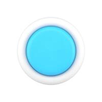 Blue button 3d icon. Minimalistic round switch of settings vector