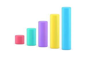 Bar graphs chart 3d icon. Multicolored vertical bars representating data vector