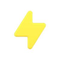 Yellow charging sign 3d icon. Modern charger symbol for various devices vector