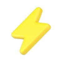 Gold thunderbolt sign 3d icon. Yellow charger symbol for various devices. vector