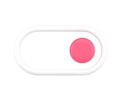 White switch button 3d icon. Red round knob for adjusting electronic device vector