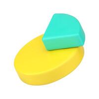 Statistics pie chart 3d icon. Infographic yellow circle with green part vector