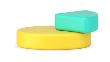 Pie chart 3d icon. Side view of yellow diagram with turquoise segment vector