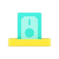 Cash withdrawal at ATM 3d icon illustration vector