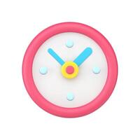 Red wall round clock 3d icon. Minimalistic timer with blue arrows vector
