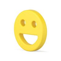 Rotated joyful emoji with shadow 3d icon. Symbol for chatting and expressing joy vector