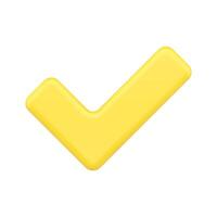 Yellow check mark consent 3d icon illustration vector