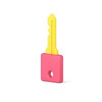 Pink key with shadow 3d icon illustration vector