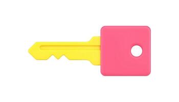 Gold key with pink head 3d icon illustration vector