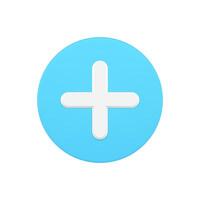 Navigation button plus 3d blue icon illustration vector