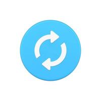 Circle arrows blue 3d icon button illustration vector