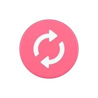 rosado rotación flechas actualizar designante 3d botón icono ilustración vector