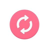 Pink rotation arrows refresh designator 3d button icon illustration vector