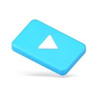 Blue play button 3d icon illustration vector