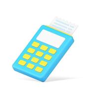 Blue terminal for printing receipts 3d icon illustration vector