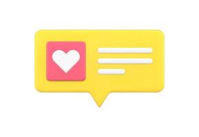 creativo 3d rápido consejos mensaje con corazón icono ilustración diseño romántico enamorado mensajes de texto vector