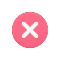 Simple red 3d cross icon button illustration vector