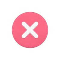 Simple red 3d cross icon button illustration vector