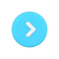 Blue simple arrow pointer of direction in circle button 3d illustration interface badge vector