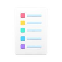 Bright simple check list icon 3d illustration checklist with line and checkmark for checking vector