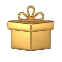 Luxury golden gift box with bow 3d icon vector