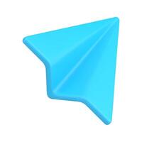 Blue paper plane 3d isometric icon illustration vector