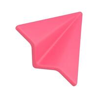Pink paper plane 3d isometric icon illustration vector