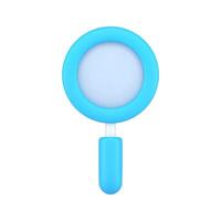 Blue magnifying glass 3d icon illustration vector
