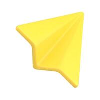 Yellow paper plane 3d isometric icon illustration vector