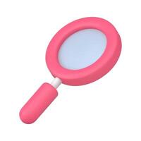 Red magnifying glass isometric icon 3d illustration. vector