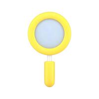 Yellow magnifying glass 3d icon illustration vector